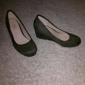 Forest Green Suede Wedges